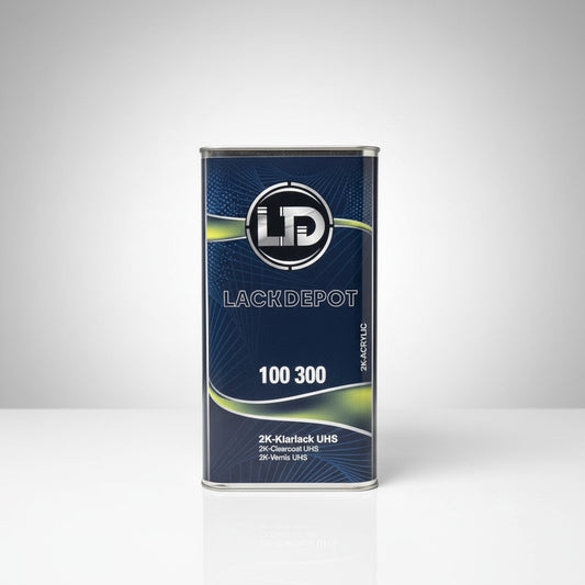 Lack Depot 2K-Klarlack UHS 5L professional automotive clearcoat in a metal container for high-gloss finish.