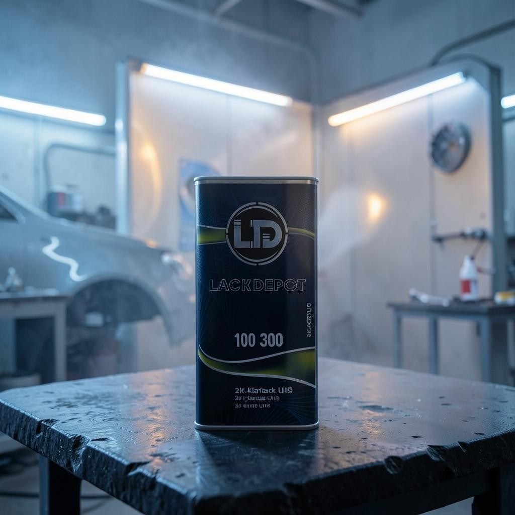 Lack Depot 2K UHS clear coat 5L metal can for professional automotive refinishing in a workshop setting