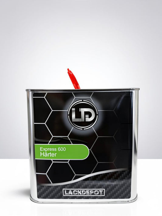 Lack Depot Express 600 Härter 2,5L metal can with black carbon design for 2K MS clear coat systems