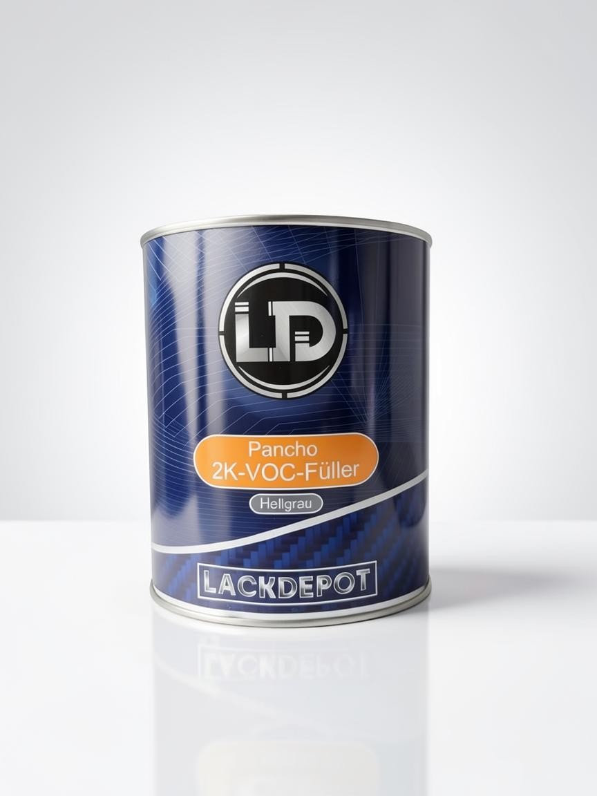 Lack Depot LD Pancho 2K-VOC-Füller in hellgrau, ein 3,75-Liter-Gebinde für Karosserie-Grundierung und Lackierung.