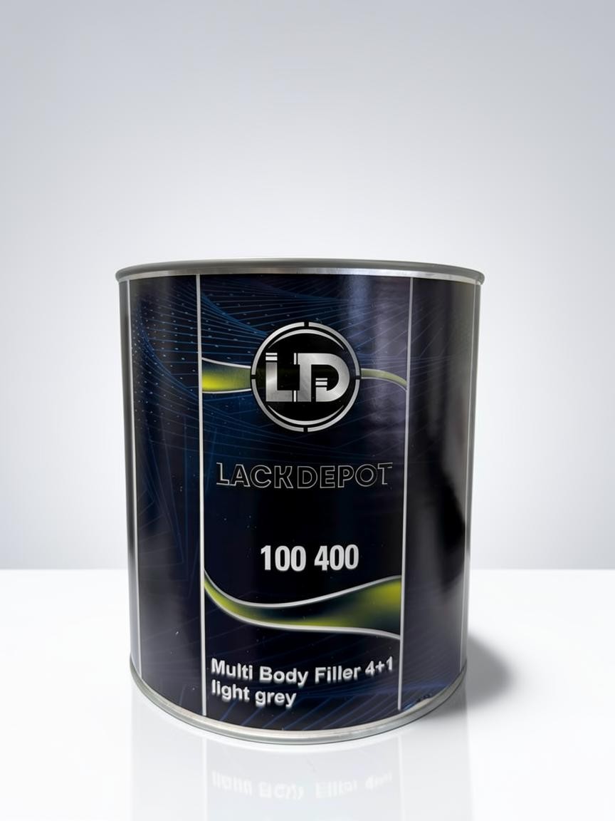 Lack Depot LD Multi Body Filler 4+1 light grey 3L tin for automotive body repair on a white surface