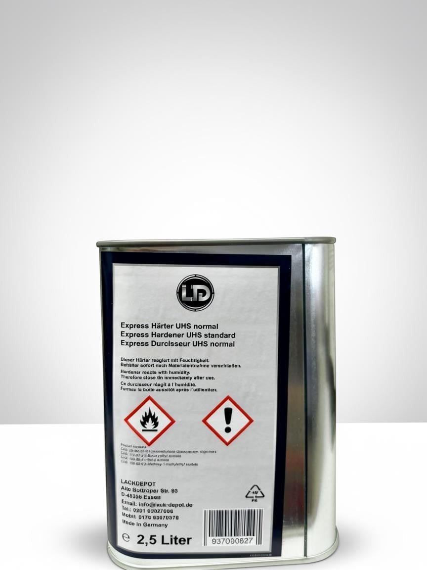 Lack Depot LD Express UHS standard hardener in a 2.5L metal tin for 2K clear coat automotive paint applications.
